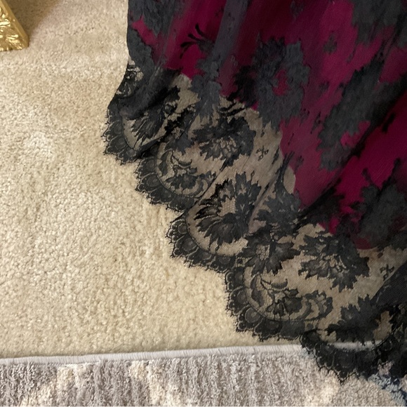 Vintage Sylvia Standig New York Silk and Lace Evening Dress Black Pink Size 2 - Picture 10 of 11